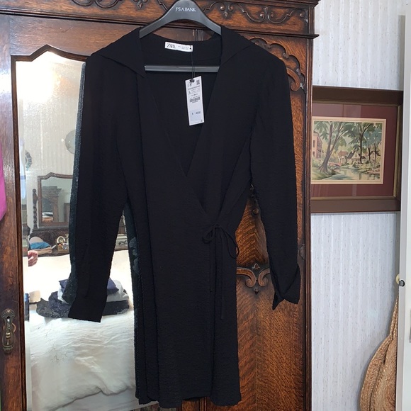 Zara NWT textured wrap mini dress or top XL - Picture 5 of 10